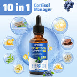 OPPWOW 10 in 1 Cortisol Supplements for Women & Men Vitamin and mineral supplements, Sleep & Mood Support, 2 Fl Oz, Blueberry Flavor