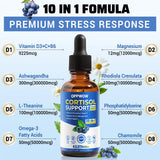 OPPWOW 10 in 1 Cortisol Supplements for Women & Men Vitamin and mineral supplements, Sleep & Mood Support, 2 Fl Oz, Blueberry Flavor