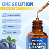 OPPWOW 10 in 1 Cortisol Supplements for Women & Men Vitamin and mineral supplements, Sleep & Mood Support, 2 Fl Oz, Blueberry Flavor