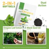 OPPWOW 2 in 1 Oil of Oregano Capsules Health food supplements - Oregano Oil with Black Seed Oil | 300 Capsules - 150 Days Supply