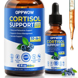 OPPWOW 10 in 1 Cortisol Supplements for Women & Men Vitamin and mineral supplements, Sleep & Mood Support, 2 Fl Oz, Blueberry Flavor
